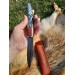 Viking seax Raven. Hand-forged Damascus steel & leather sheath 