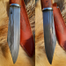 Viking seax Raven. Hand-forged Damascus steel & leather sheath 