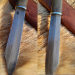 Norse scramasax with bronze Raven handle. Damascus blade