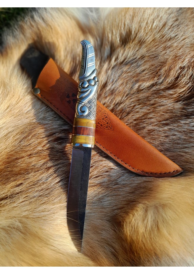 Norse knife with Raven handle. Hand-forged carbon steel