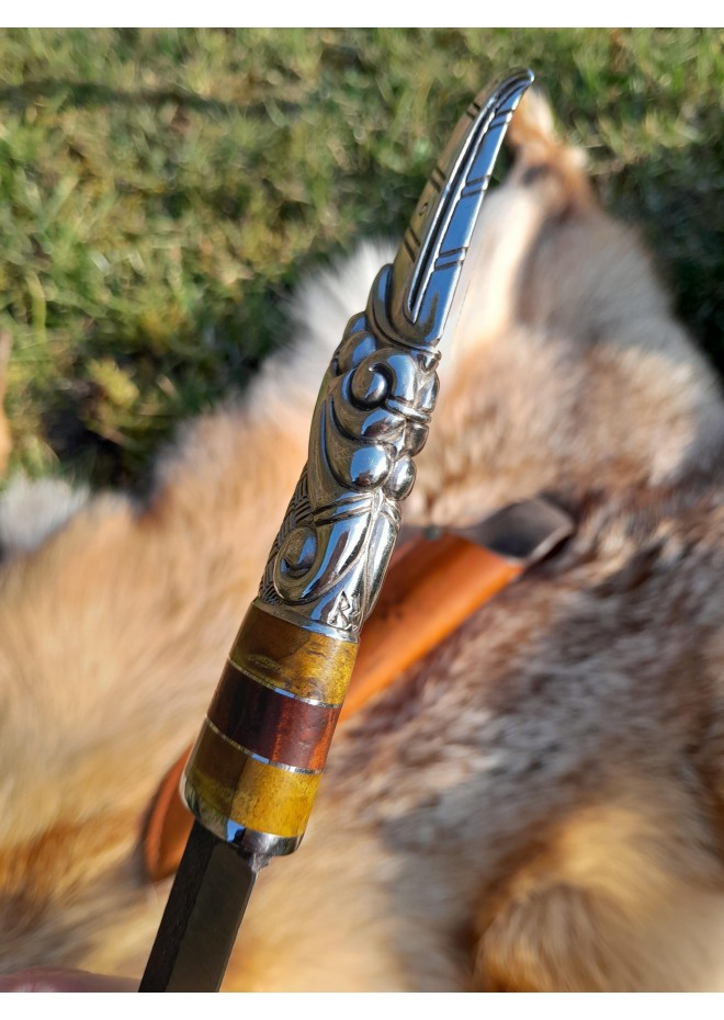 Norse knife with Raven handle. Hand-forged carbon steel