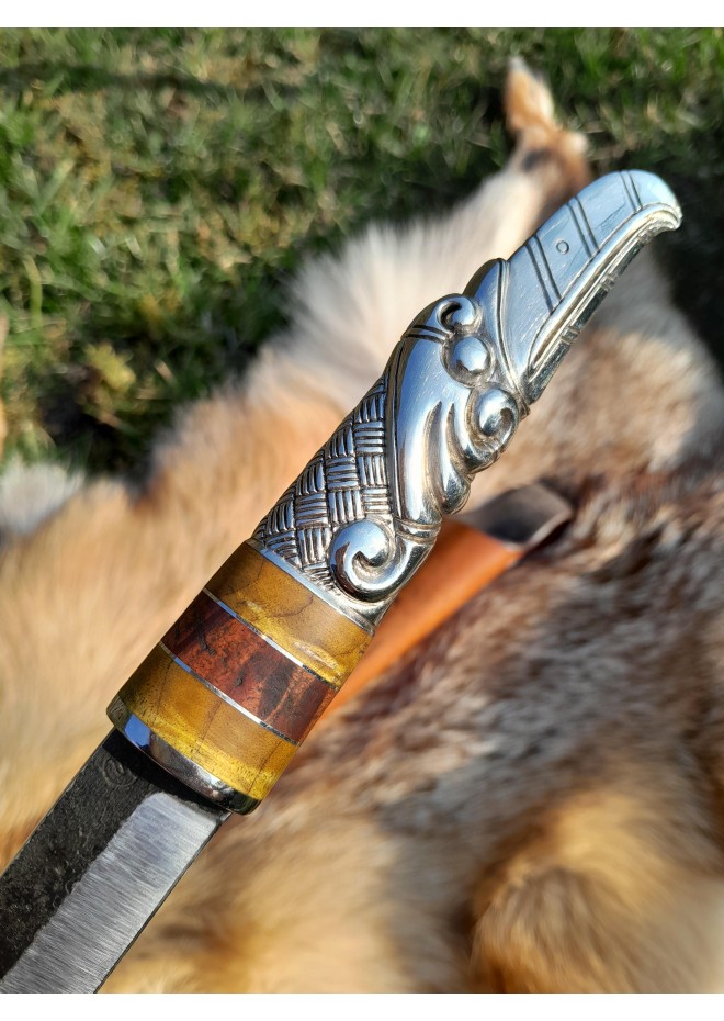 Norse knife with Raven handle. Hand-forged carbon steel