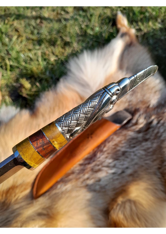 Norse knife with Raven handle. Hand-forged carbon steel
