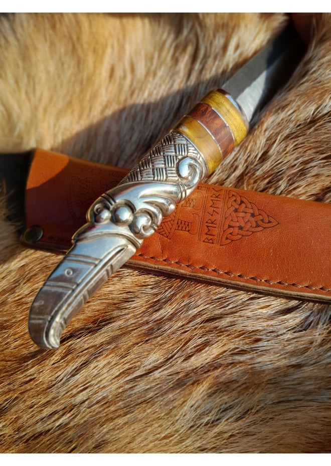 Norse knife with Raven handle. Hand-forged carbon steel