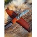 Hand-forged Viking raven knife. Bronze & wood handle