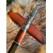 Hand-forged Viking raven knife. Bronze & wood handle