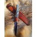 Hand-forged Viking raven knife. Bronze & wood handle