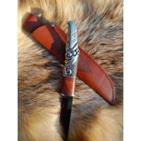 Carbon steel Viking hunting knife with Raven head handle
