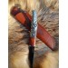 Hand-forged Viking raven knife. Bronze & wood handle