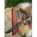 Viking knife. Anglo-Saxon long scramasax. Hand-forged blade