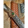 Viking knife. Anglo-Saxon long scramasax. Hand-forged blade