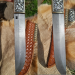 Viking knife. Anglo-Saxon long scramasax. Hand-forged blade