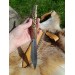 Hand-forged Viking knife. Norse seax with Raven handle