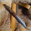 Hand-forged Viking knife. Norse seax with Raven handle