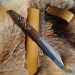 Hand-forged Viking knife. Norse seax with Raven handle