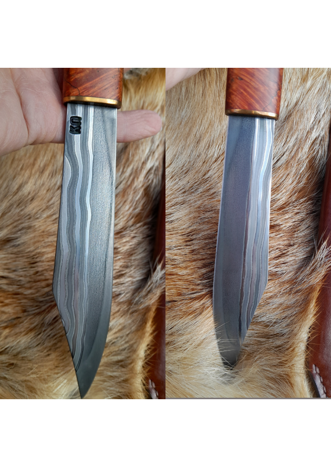 Norse knife with Raven handle. Leather sheath with Dragon 