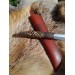 Handcrafted Norse knife. Damascus steel & Raven handle.