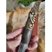Handcrafted Norse knife. Damascus steel & Raven handle.
