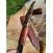 Hand-forged Damascus steel Viking seax Raven. Leather sheath