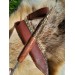 Hand-forged Damascus steel Viking seax Raven. Leather sheath