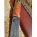 Hand-forged Damascus steel Viking seax Raven. Leather sheath