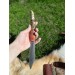 Hand-forged Damascus steel Viking seax Raven. Leather sheath