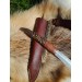 Hand-forged Damascus steel Viking seax Raven. Leather sheath
