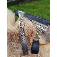 Hand-forged Viking Scramasax knife with leather sheath