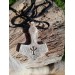 Moose antler Thor's Hammer amulet with Celtic Knot & Wolf