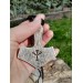 Moose antler Thor's Hammer amulet with Celtic Knot & Wolf