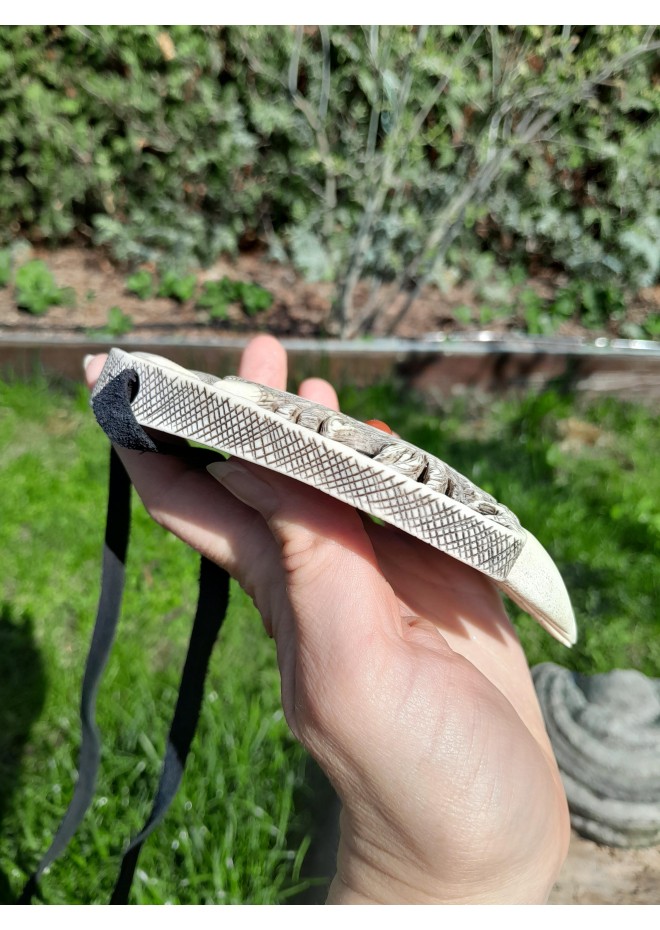 Hand-carved Viking amulet – Wolf, sun & moon symbol