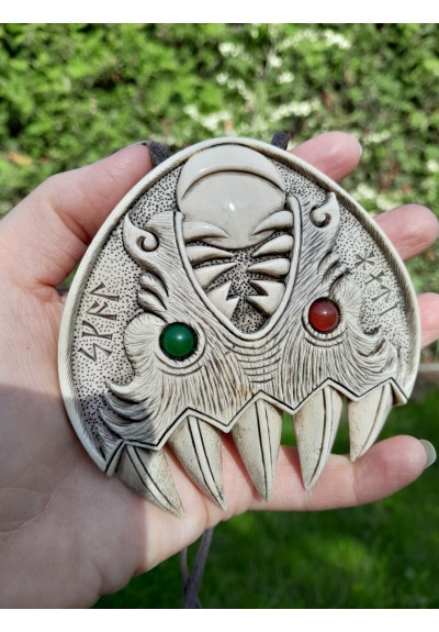 Sköll & Hati wolf paw amulet. Moose antler hand-carved