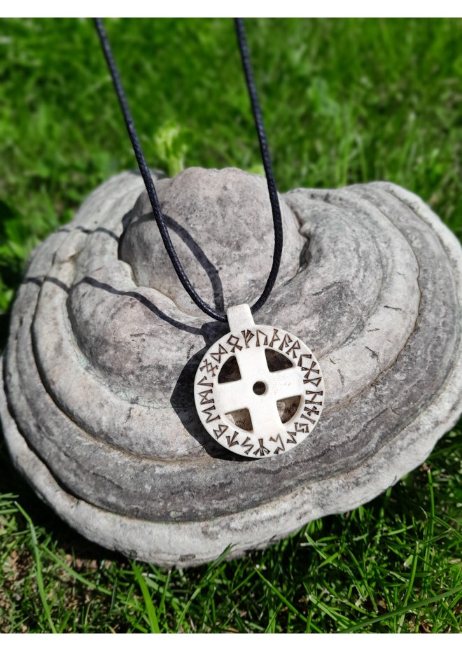 Handcrafted Norse talisman. Viking Solar cross pendant