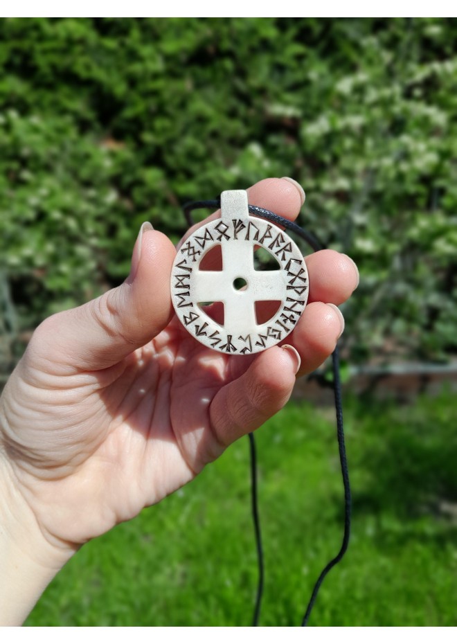 Handcrafted Norse talisman. Viking Solar cross pendant