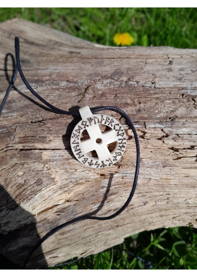 Handcrafted Norse talisman. Viking Solar cross pendant