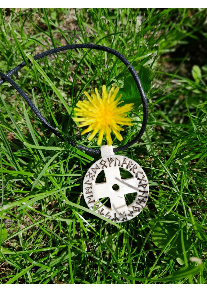 Handcrafted Norse talisman. Viking Solar cross pendant