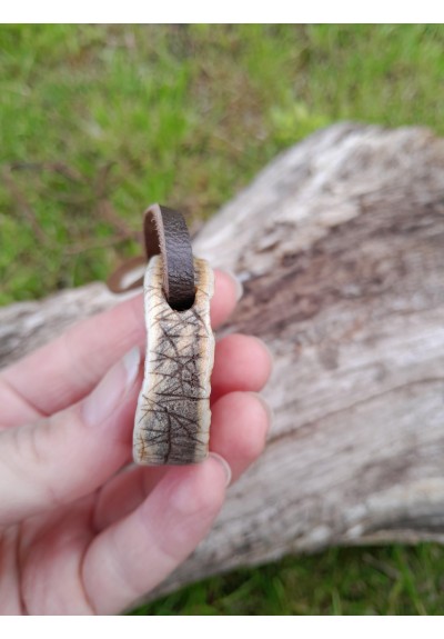 Hand-carved antler Vegvisir pendant. Viking Compass.