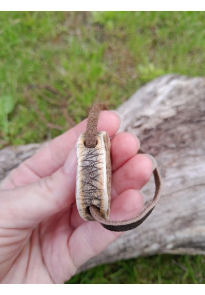 Hand-carved antler Vegvisir pendant. Viking Compass.