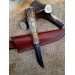 Norse knife "Odin" with antler hand-carved handle & sheath.