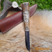 Norse knife "Odin" with antler hand-carved handle & sheath.