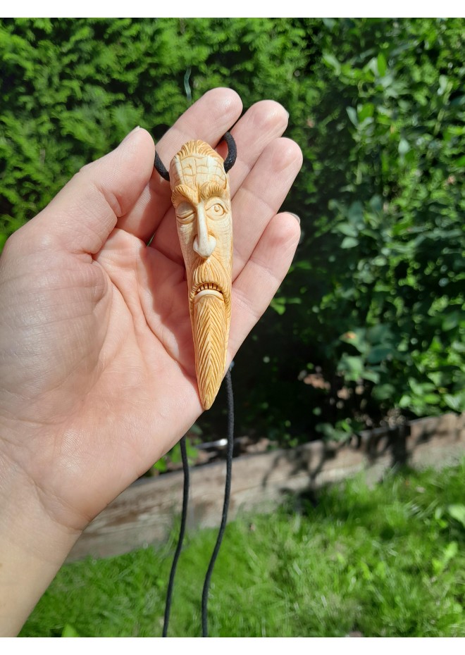 Odin amulet. Hand-сarved pendant. Norse Viking talisman