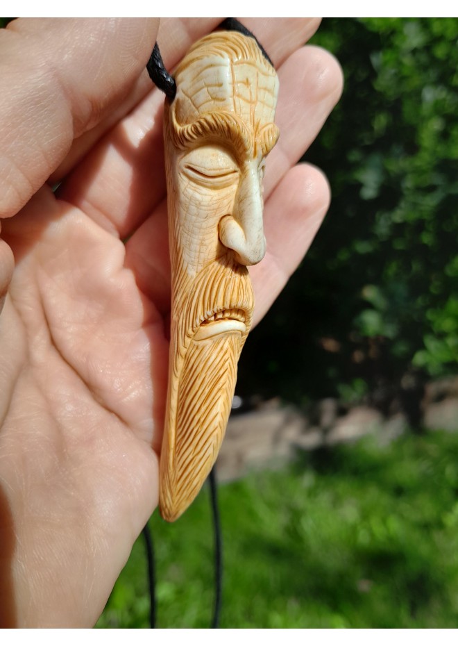 Odin amulet. Hand-сarved pendant. Norse Viking talisman