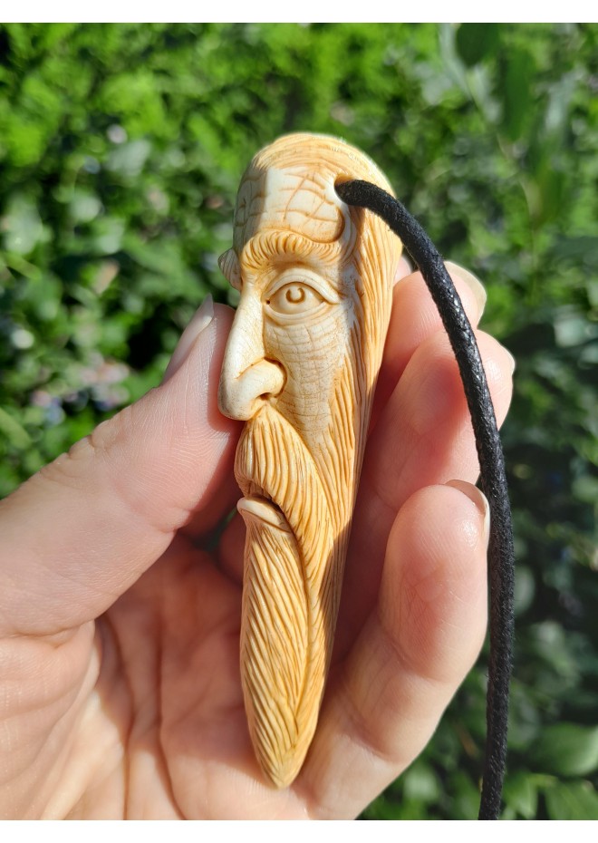 Odin amulet. Hand-сarved pendant. Norse Viking talisman