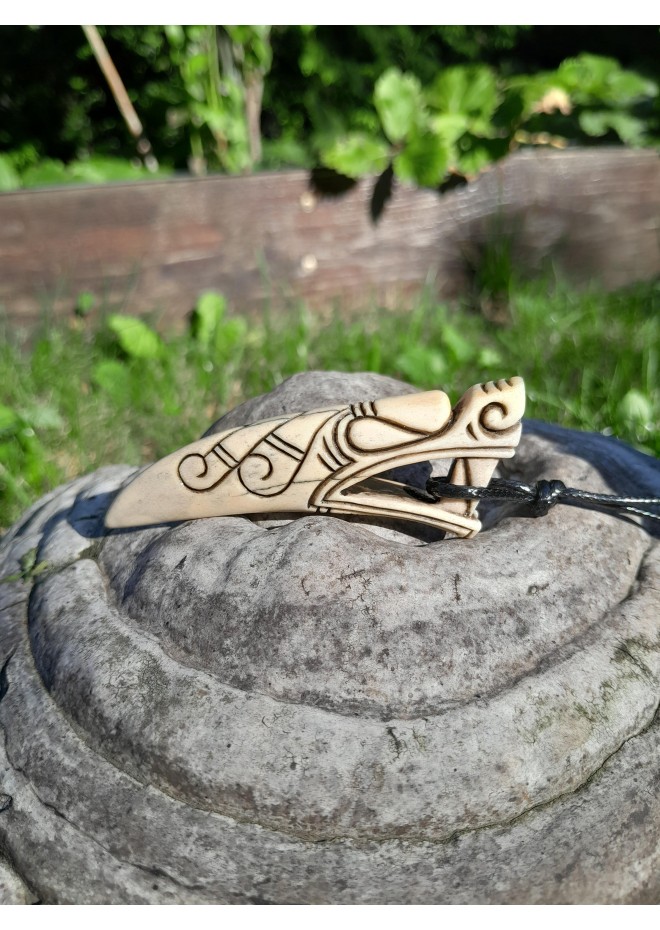 Norse Viking Dragon antler amulet, pendant