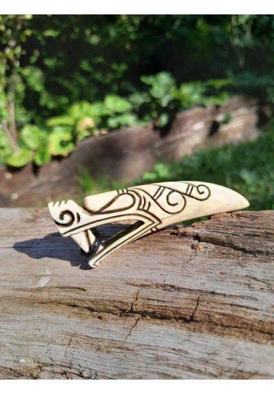 Viking Dragon head amulet – hand-carved moose antler