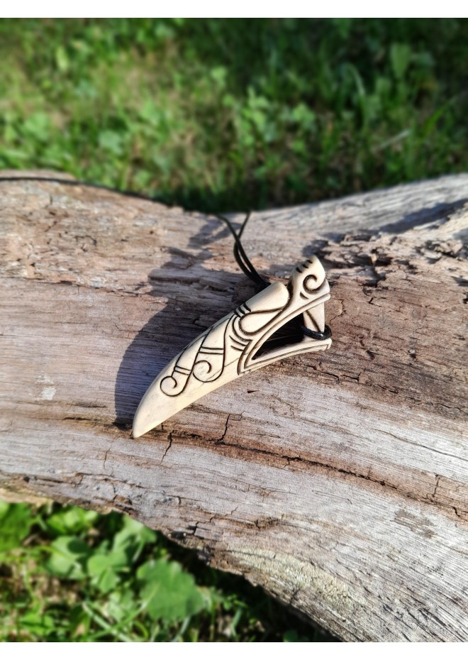 Norse Viking Dragon antler amulet, pendant