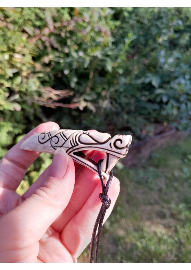 Norse Viking Dragon antler amulet, pendant