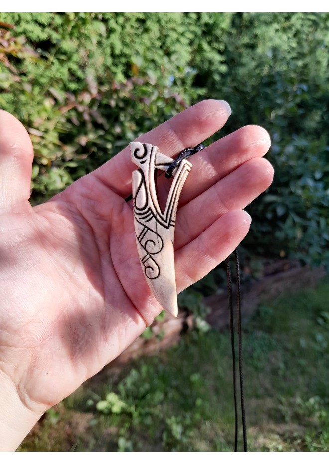 Norse Viking Dragon antler amulet, pendant