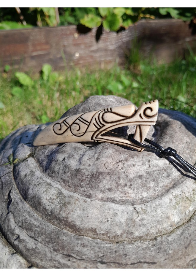 Norse Viking Dragon antler amulet, pendant