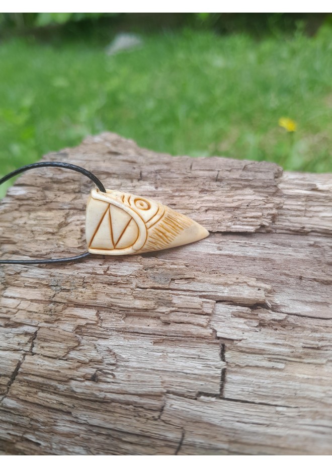 Hand-carved moose antler Dragon head with Algiz rune